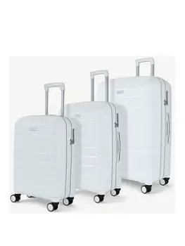 Rock Luggage Prime 3 Piece Set Hardshell 8 Wheel Spinner - White