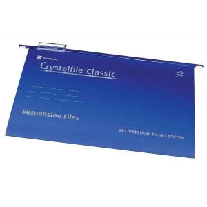 Rexel Crystalfile Classic A4 Manilla Suspension File V-Base 15mm Blue - 1 x Pack of 50 Suspension Files
