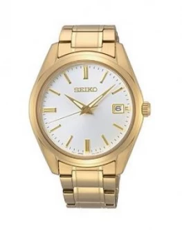 Seiko Seiko White Date Dial Gold Stainless Steel Bracelet Mens Watch