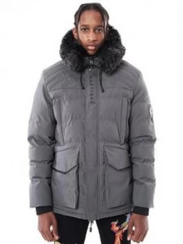 Martique Icicle Frozen Layered Coat, Grey, Size S, Men