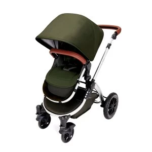 Ickle Bubba Stomp V4 i-Size Travel System with Isofix Base -Woodland on Chrome with Tan Handles
