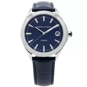 Unisex Jasper Conran London 40mm Watch with a Blue Dial and a Blue Leather strap