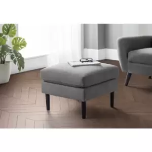 Monza Footstool Pouffe Grey Fabric Upholstered