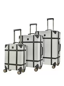 Rock Luggage Vintage 8-Wheel Suitcases 3 Piece Set - Cream