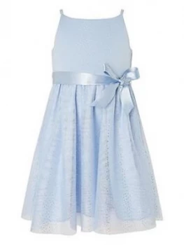 Monsoon Baby Girls Foil Print Spot Dress - Pale Blue Size 0-3 Months