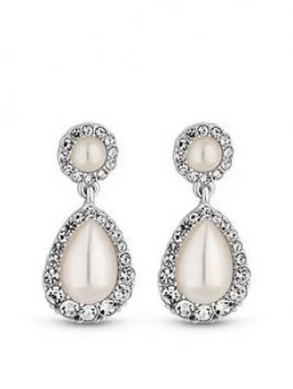 Mood Silver Plated Pearl Centre Pear Drop Earring
