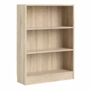 Basic Low Wide Bookcase with 2 Shelves, Oak