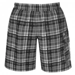 Lonsdale 2 Stripe Checked Shorts Mens - Black