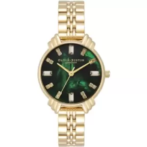 Ladies Olivia Burton Art Deco Midi Dial Emerald Green & Gold Bracelet Watch