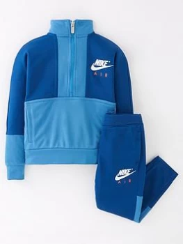 Boys, Nike Air Half Zip Tricot Pant Set - Blue Size 2-3 Years