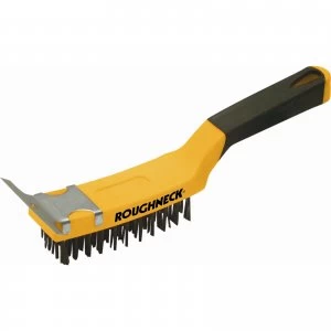 Roughneck Carbon Steel Wire Brush with Integrated Scraper 4 Rows