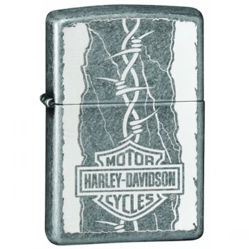 Zippo Antique Silver Plate Harley Davidson Barbed Wire Windproof Lighter