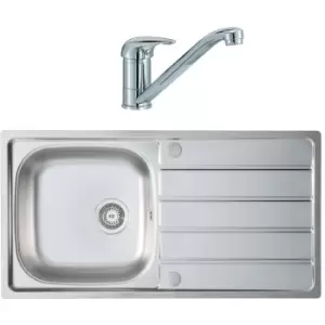 Homestyle - KD100L Kitchen Sink 1.0 Kona Reversible Drainer Stainless Steel & Tap