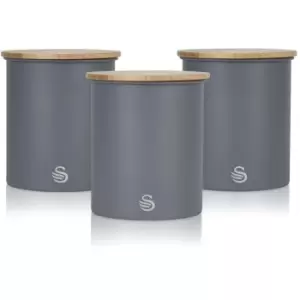 Swan Nordic Set of 3 Canisters - Grey, Cotton - ["Grey"]