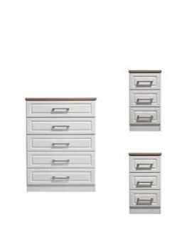 Swift Regent Ready Assembled 3 Piece Package - 5 Drawer Chest And 2 Bedside Chests