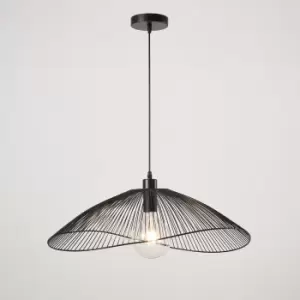 Contemporary Medium Pendant Ceiling Light Decorative shade with curved metal threads