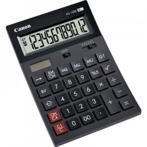 Canon AS-1200 Desk calculator Black Display (digits): 12 solar-powered, battery-powered (W x H x D) 119 x 37 x 177 mm