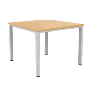 Fraction Infinity Square Beech Meeting Table With Silver Legs - 120 X 120