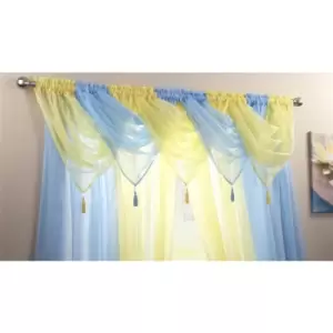 Alan Symonds - Plain Voile Curtain Swag Panel Sunshine Yellow Tasseled - Yellow