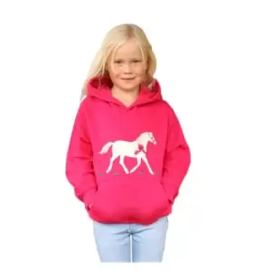 British Country Collection Childrens/Kids Champion Pony Hoodie (7-8 Years) (Fuchsia)