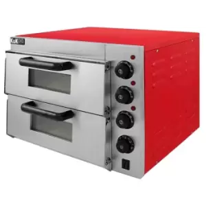 KuKoo 10321 16" Twin Deck Electric Pizza Oven - Red