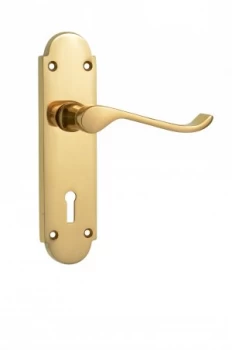 Wickes Prague Victorian Shaped Locking Door Handle - Polished Brass 1 Pair