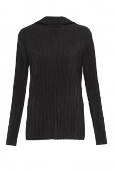 French Connection Lou Pleated High Neck Top Black