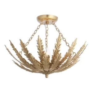 Delphine Decorative Gold Layered Leaf Semi Flush Ceiling Light