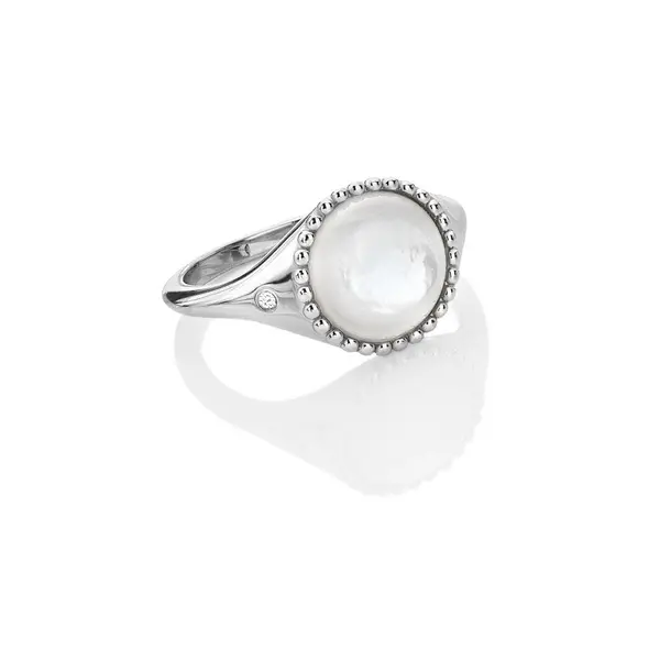 Hot Diamonds Mother of Pearl Circle Ring DR258/N Size: Size N