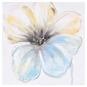 Innova Hand-Painted 3D Canvas Turquoise Flower - 40 x 40 cm