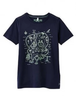 Joules Boys Ray Glow In The Dark T-Shirt - Navy, Size 7-8 Years