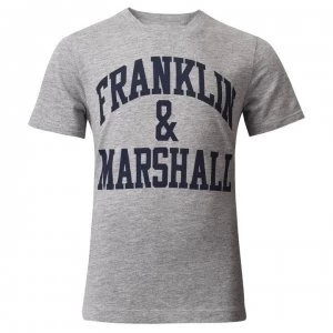 Franklin and Marshall Classic Fit Logo T Shirt - Vintage Grey