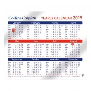 Collins Colplan CDS1 2019 Year Calendar Ref CDS1 2019 CDS1 2019