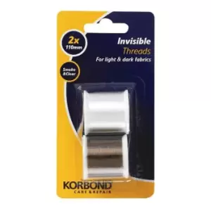 Korbond Invisible Nylon Sewing Thread Smoke and Clear Set of 2 - wilko