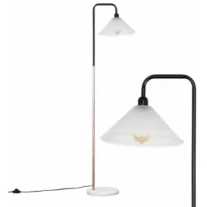 Black & Copper Floor Lamp Shades Marble Base - Frosted