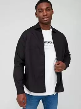 Armani Exchange Zip Front Overshirt - Black Size M Men