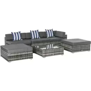 6 Pieces Rattan Furniture Set Conservatory Sofa Deluxe Wicker Garden - Outsunny