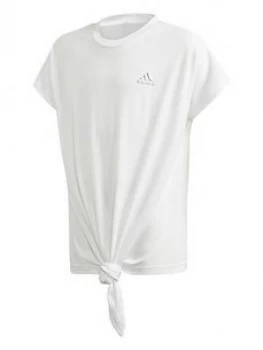 adidas Girls Dance T-Shirt - White/Silver, Size 7-8 Years, Women