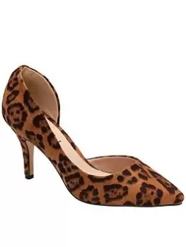 Ravel Amber Leopard Print Heeled Court Shoe, Brown, Size 4, Women