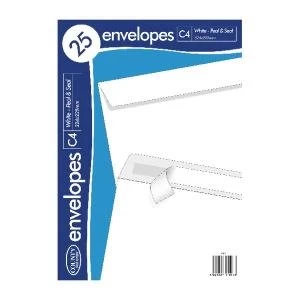 County Stationery C4 25 White Peal and Seal Envelopes 25 Pack of 20