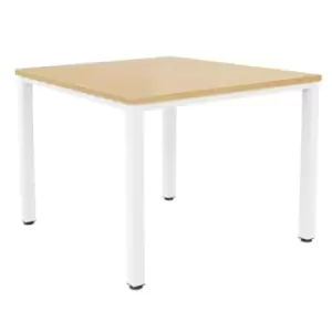 Fraction Infinity Square Nova Oak Meeting Table With White Legs - 140 X 140