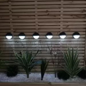 11cm Set of 6 LED Outdoor Solar Wall Mounted Fence Lights