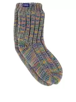 TOTES 1 Pack Knitted Chunky Slipper Socks - Multi, Size 7-10 Years
