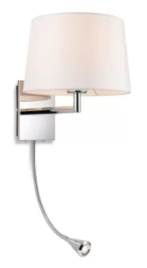 Grand Wall Lamp with Adjustable Switched Reading Light Chrome with Cream Shade