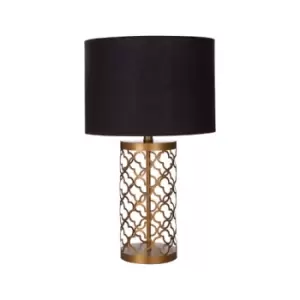 Cut-out Copper Lattice with Black Shade Table Lamp