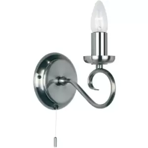 Endon Trafford - 1 Light Indoor Candle Wall Light Antique Silver, E14