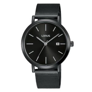 Lorus RH943JX9 Mens Mesh Bracelet Watch with Black Dial