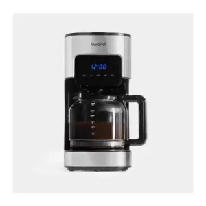 Filter Coffee Machine, 1.5L Capacity Electric, Digital, Stainless Steel Coffee Maker for Up to 12 Cups, Programmable 24hr Timer with lcd Display,