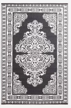 Black and White Motif Design Reversible Outdoor Rug