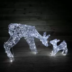 Premier Christmas 68cm Acrylic Deer & Fawn With Cool White LED Lights